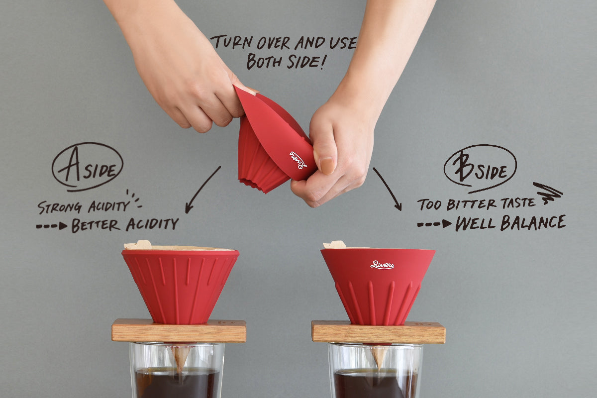 Rivers Coffee Dripper Cave Reversible, silicone pour-over dripper